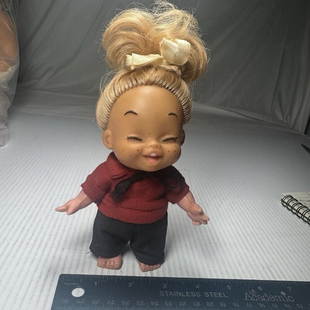 Vintage 60's Cookie Evergreen Ugly Cute Freckle Face Laughing Doll - HONG KONG